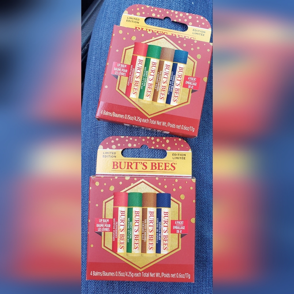 :2pks  limited edition burts bees lip gloss peppermint mint cocoa salted caramel